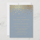 Invitation Faux Gold Foil Confetti Points Mariage rose (Devant)