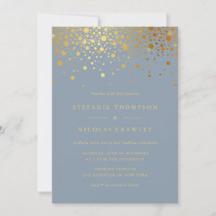 Invitation Faux Gold Foil Confetti Points Mariage rose
