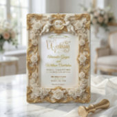 Invitation Faux Gold Foil Embossed Style Baroque Monogram