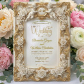 Invitation Faux Gold Foil Embossed Style Baroque Monogram
