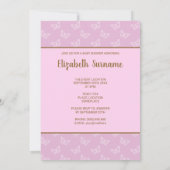 Invitation Faux Gold Foil Look Papillon - Baby shower pourpre (Dos)