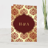Invitation Faux Gold Foil Maroon Red Damask Mariage musulman (Dos)