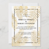 Invitation Faux Gold Foil Palm Feuille Tropical Beach Wedding (Devant)