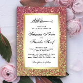 Invitation Faux Gold Foil Pastel Parties scintillant rose Mar
