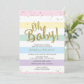 Invitation Faux Gold Foil Rainbow Stripes (Debout devant)