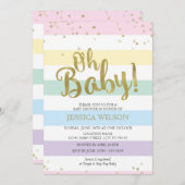 Invitation Faux Gold Foil Rainbow Stripes (Devant / Derrière)