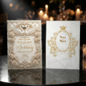 Invitation Faux Gold Foil Relief Effect Ivory Marble