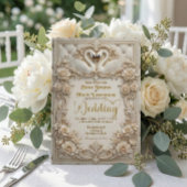 Invitation Faux Gold Foil Relief Effect Ivory Marble