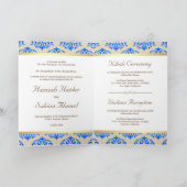Invitation Faux Gold Foil Royal Blue Damask Mariage musulman (Intérieur)