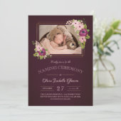 Invitation Faux Gold Frames Blush Burgundy Cérémonie de Namin (Debout devant)