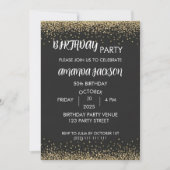 Invitation Faux Gold Glitter Black 50th Birthday Invite (Devant)