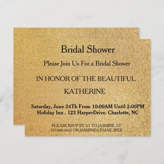 Invitation Faux Gold Glittering Fab Confetti Sparkles Points  (Devant / Derrière)