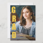 Invitation Faux Gold GRAD Photo Class 2026 Graduation Party (Devant)