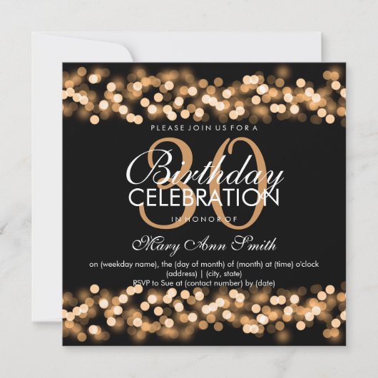 Invitation Faux Gold Hollywood Glam 30e anniversaire (Devant)