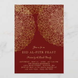 Invitation Faux Gold Lace Élégante fête de l'Aïd