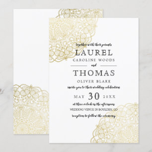 Invitation Faux Gold Lace Mariage élégant