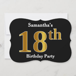 Invitation Faux Gold Look 18e fête d'anniversaire + Nom perso
