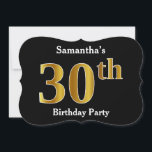 Invitation Faux Gold Look 30th Birthday Party   Nom personnal<br><div class="desc">Cette conception d'invitation comporte le numéro ordinal "30ème" avec un aspect faux or. Il comporte également un nom customisé. Il pourrait être utilisé pour les invitations à la fête du trentième anniversaire de quelqu’un.</div>