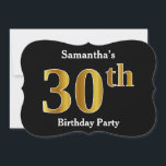 Invitation Faux Gold Look 30th Birthday Party   Nom personnal<br><div class="desc">Cette conception d'invitation comporte le numéro ordinal "30ème" avec un aspect faux or. Il comporte également un nom customisé. Il pourrait être utilisé pour les invitations à la fête du trentième anniversaire de quelqu’un.</div>