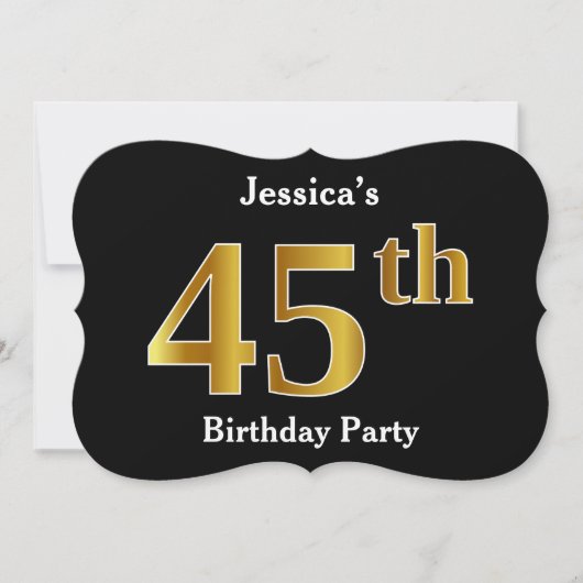 Invitation Faux Gold Look 45th Birthday Party + Nom personnal (Devant)