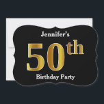 Invitation Faux Gold Look 50th Birthday Party   Nom personnal<br><div class="desc">Cette conception d'invitation comporte le numéro ordinal "50th" avec un aspect faux or. Il comporte également un nom customisé. Il pourrait être utilisé pour les invitations à la fête du cinquantième anniversaire de quelqu’un.</div>