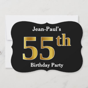 Invitation Faux Gold Look 55th Birthday Party + Nom personnal