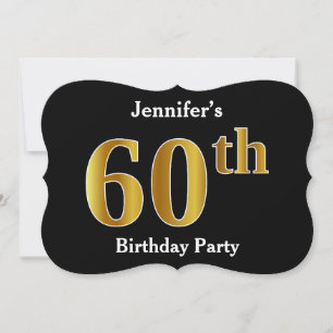 Invitation Faux Gold Look 60th Birthday Party + Nom personnal