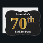 Invitation Faux Gold Look 70th Birthday Party   Nom personnal<br><div class="desc">Cette conception d'invitation comporte le numéro ordinal "70e" avec un aspect faux or. Il comporte également un nom customisé. Il pourrait être utilisé pour invitation des gens à la fête du soixante-dixième anniversaire de quelqu’un.</div>