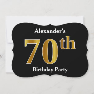 Invitation Faux Gold Look 70th Birthday Party + Nom personnal