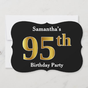 Invitation Faux Gold Look 95th Birthday Party + Nom personnal