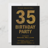 Invitation Faux Gold Parties scintillant 35e anniversaire de  (Devant)
