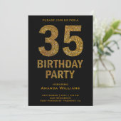 Invitation Faux Gold Parties scintillant 35e anniversaire de  (Debout devant)