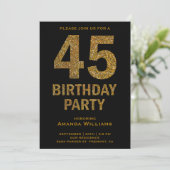 Invitation Faux Gold Parties scintillant 45e Anniversaire Fêt (Debout devant)