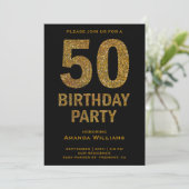 Invitation Faux Gold Parties scintillant 50e Anniversaire Fêt (Debout devant)