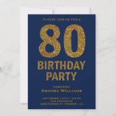 Invitation Faux Gold Parties scintillant 80e anniversaire de  (Devant)