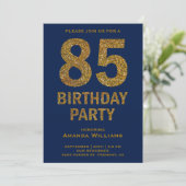 Invitation Faux Gold Parties scintillant 85e Anniversaire Fêt (Debout devant)