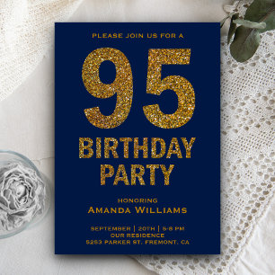 Invitation Faux Gold Parties scintillant 95e anniversaire de