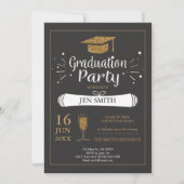 Invitation Faux Gold Parties scintillant Casquette Graduation (Devant)