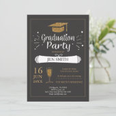 Invitation Faux Gold Parties scintillant Casquette Graduation (Debout devant)