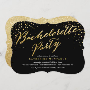 Invitation Faux Gold Parties scintillant Confetti Chic Bachel