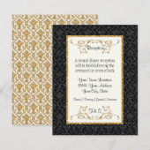 Invitation Faux Gold Parties scintillant Damask Style Billet  (Devant / Derrière)