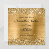 Invitation Faux Gold Parties scintillant et brillant Foil 40e (Devant)