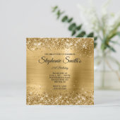 Invitation Faux Gold Parties scintillant Foil Monogramme 21e  (Debout devant)