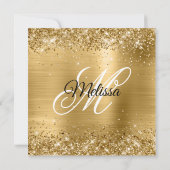 Invitation Faux Gold Parties scintillant Foil Monogramme 60e (Dos)