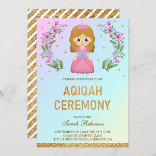 Invitation Faux Gold Parties scintillant mignonne rose prince