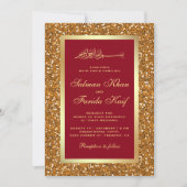 Invitation Faux Gold Parties scintillant Rouge musulman musul (Devant)