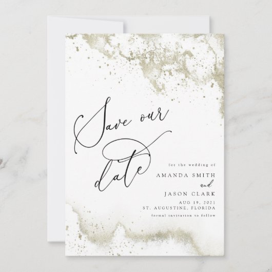 Invitation Faux Gold Parties scintillant Script moderne Enreg (Devant)