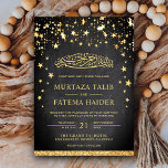 Invitation Faux Gold Parties scintillant Stars Chalkboard Mus<br><div class="desc">Éblouissez vos invités avec cette élégante invitation de mariage islamique thème étoiles avec des étoiles d'or et "Bismillah" en calligraphie arabe contre un arrière - plan de tableau noir. Ajoutez simplement les détails de votre événement sur ce modèle facile à utiliser pour en faire une invitation unique. Retournez la carte...</div>