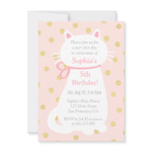 Faux Gold Pois Chat Blanc Fête d'anniversaire