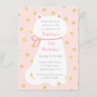 Faux Gold Polka Dots Fête d'anniversaire Chat Blan